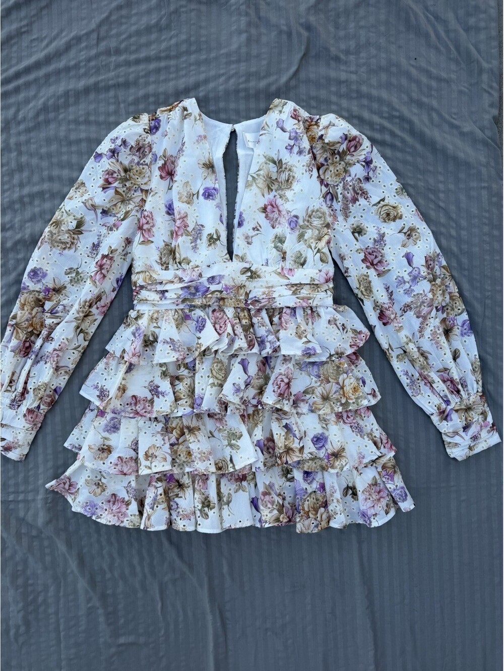 NWT Line & Dot Floret Floral Long Sleeve Ruffle Mini Dress